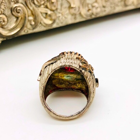 Rare Vintage Ornate Rhinestone Ring - Picture 8 of 16